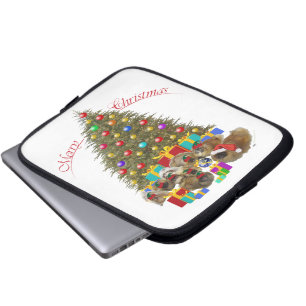 Pekingesgruppe Weihnachten Laptopschutzhülle