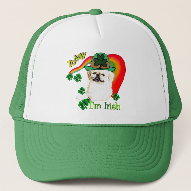 Pekingnese St Patricks Truckerkappe (Vorderseite)
