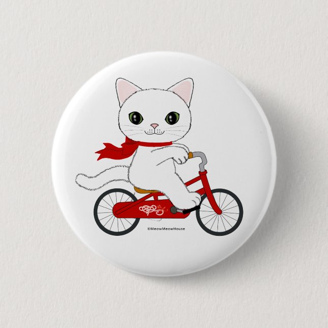 Peko die weiße Katze Button (Vorderseite)