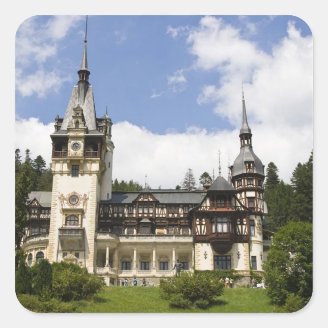 Peles Castle, Sinaia, Rumänien, Quadratischer Aufkleber (Vorderseite)