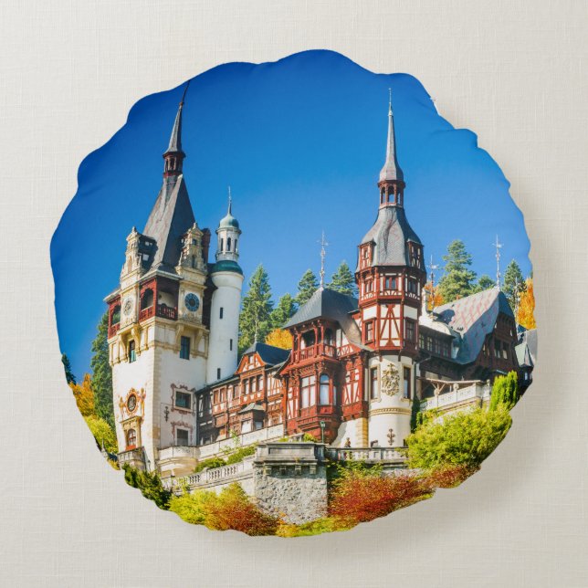 Peles Schloss Rundes Kissen (Rückseite)