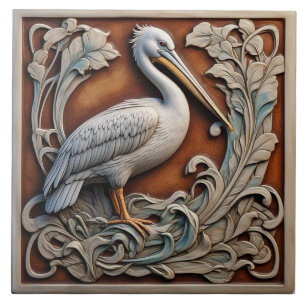 Pelican - Art Nouveau Keramik Tile Fliese