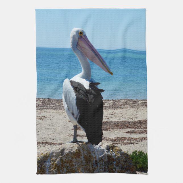 Pelican auf einem Felsen, Handtuch (Vertikal)