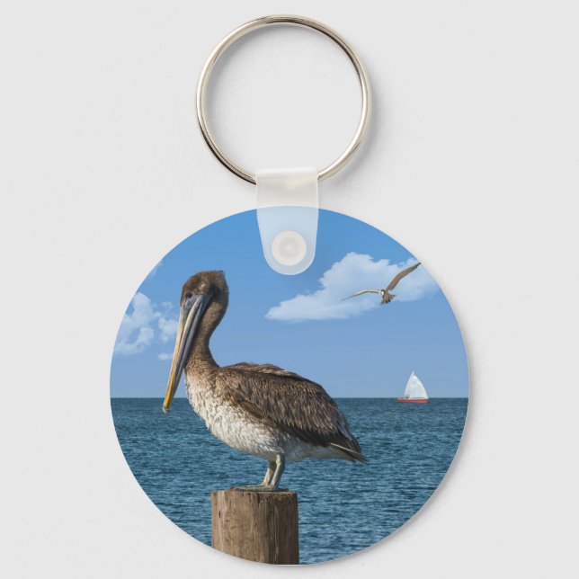 Pelican auf einem Post-Schlüsselanhänger Schlüsselanhänger (Vorderseite)