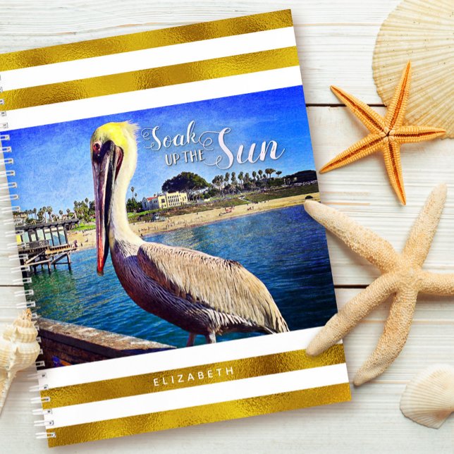 Pelican Beach Gold Weiße Streifen Socken Sie die S Notizbuch (Von Creator hochgeladen)