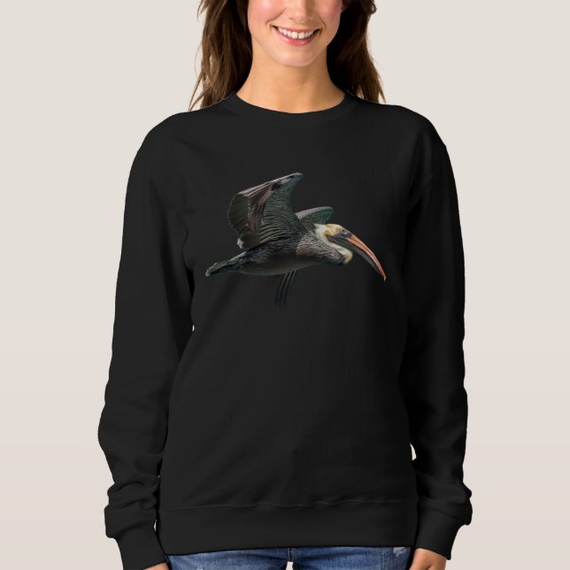 Pelican Bird Flying Soaring Seabird Beach Nature L Sweatshirt (Vorderseite)