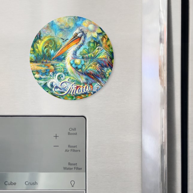 Pelican Bird in Wonderland Personalisiert Magnet (In Situ (Kühlschrank))