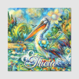 Pelican Bird in Wonderland Personalisiert Namensschild