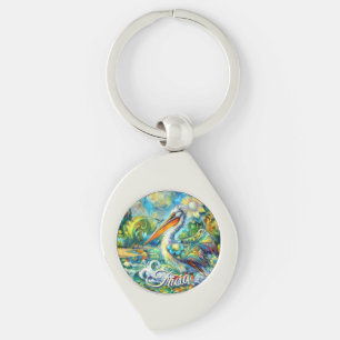 Pelican Bird in Wonderland Personalisiert Schlüsselanhänger