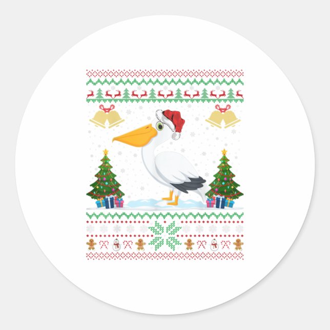 Pelican Bird Lover Xmas Geschenk Ugly Pelica Runder Aufkleber (Vorderseite)