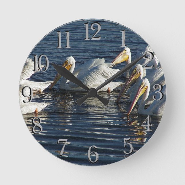 Pelican Bird Swimming Wildlife Animal Wall Uhr (Vorderseite)