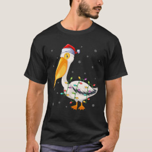 Pelican Bird Xmas Lighting Weihnachtsmannmütze Pel T-Shirt