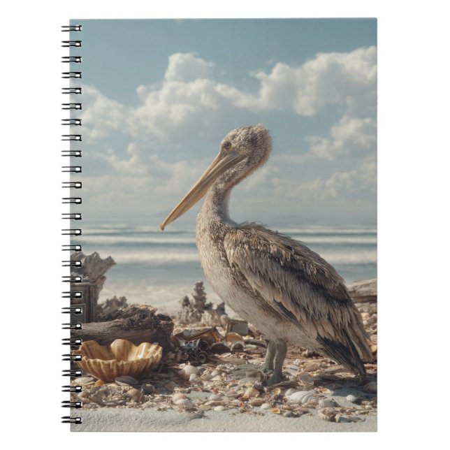 Pelican by Seashell Shore Notebook Notizblock (Vorderseite)