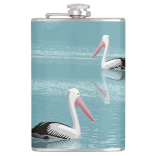 Pelican Couple Paddle auf Calm Aqua Water Flachmann