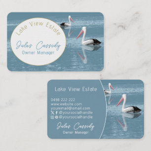 Pelican Couple Paddle auf Calm Blue Water Oval Visitenkarte