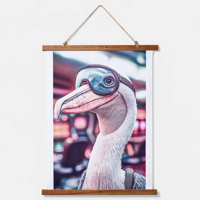 PELICAN KENO SPIEL ANKÜNDIGEN. MASKE WANDTEPPICH MIT HOLZRAHMEN (Vorderseite)
