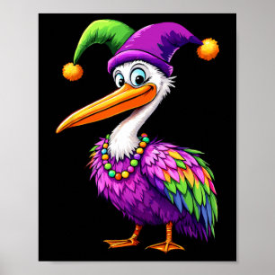 Pelican Mardi Gras Carnival Jazz Poster