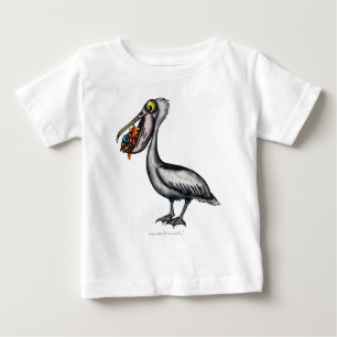 Pélican mignon drôle avec le T-shirt fâché de bébé