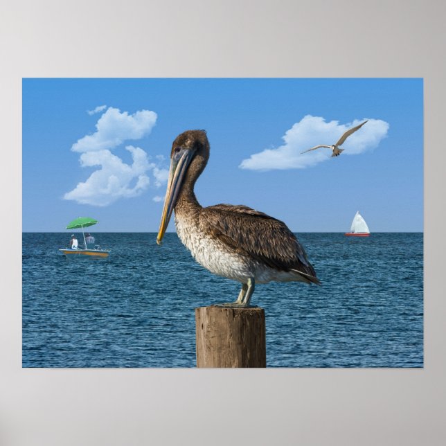 Pelican on a Post Print or Poser Poster (Vorne)