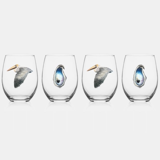 Pelican & Oyster Verre sans vin - 4 set (Recto)