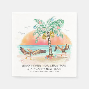 Pelican Palm Tree Funny Tropical Christmas Party Serviette