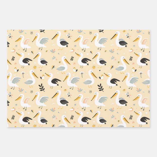 Pelican Paradies Geschenkpapier Set (Vorderseite)