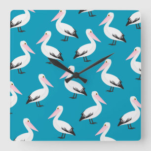 Pelican pattern quadratische wanduhr
