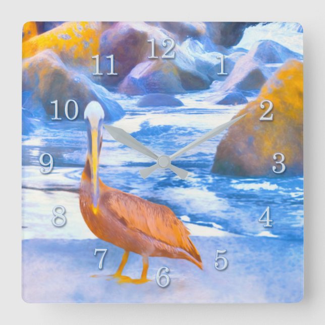 PELICAN PLAYBODEN CORONADO BEACH CA QUADRATISCHE WANDUHR (Vorderseite)