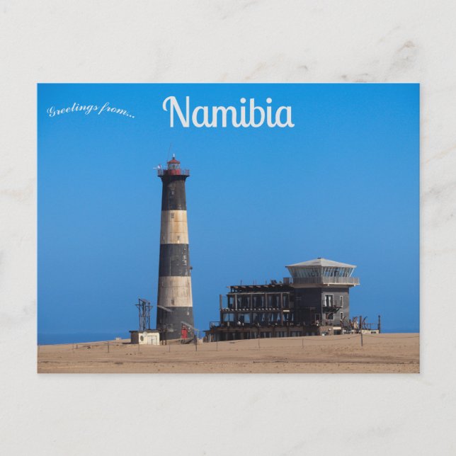 Pelican Point Lighthouse Walvis Bay Namibia Postkarte (Vorderseite)