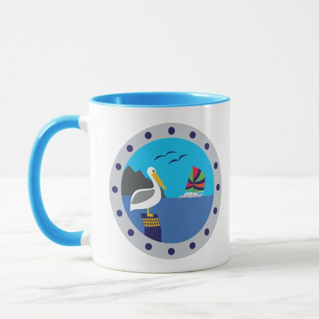 Pelican Sailboat Blue Tasse (Links)
