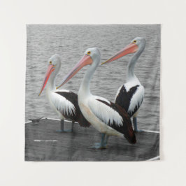 Pelican Sea Bird Minimalistisch Color Pop Fotograf Wandteppich