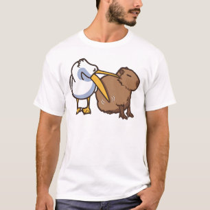 Pelican Tries Capybara Funny Meme zu essen T-Shirt