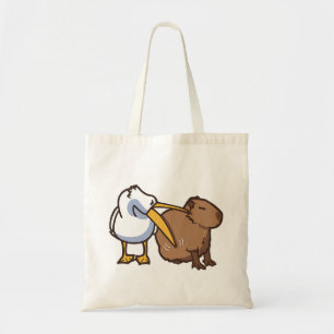 Pelican Tries Capybara Funny Meme zu essen Tragetasche