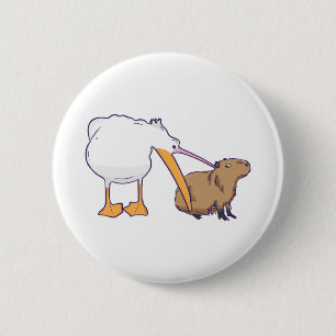 Pelican Tries Capybara Niedlich Kawaii essen Button