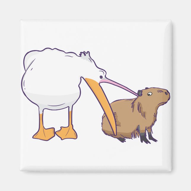 Pelican Tries Capybara Niedlich Kawaii essen Magnet (Vorne)