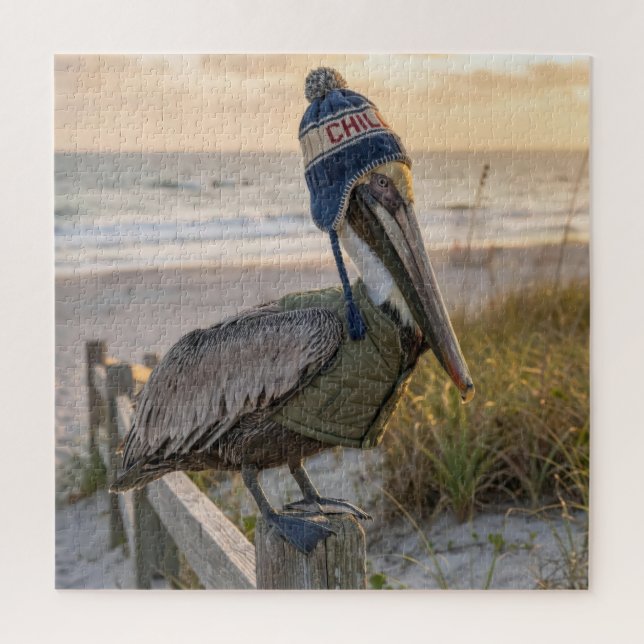 Pelican Wearing a Winter Hat (Vertikal)