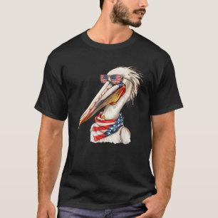 Pelican Wearing USA Flag Patriotische Sonnenbrille T-Shirt