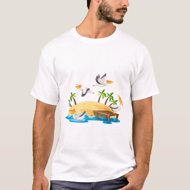 Pelikan auf der Insel T-Shirt (Vorderseite)