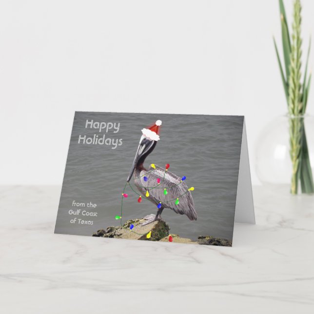 Pelikan, der für Weihnachten verziert (Vorderseite)