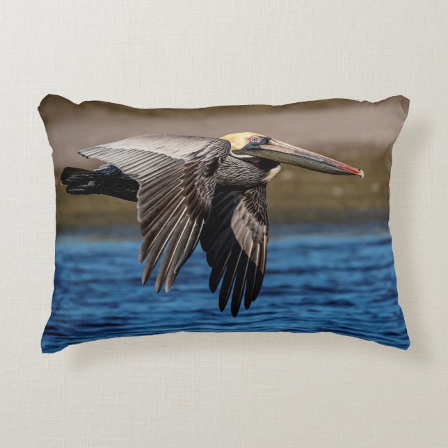 Pelikan im Flug Zierkissen (Vorderseite)