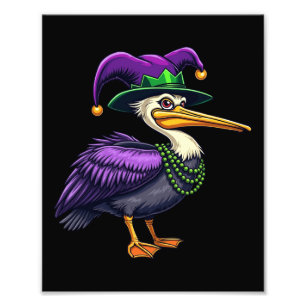 Pelikan Mardi Gras – Karneval Spaß für Tierliebhab Fotodruck