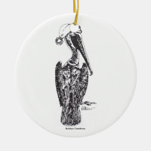 Pelikan mit Hut Keramikornament