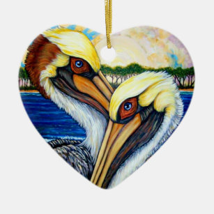 Pelikan-Paare Keramik Ornament