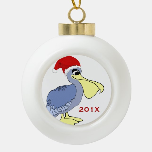 Pelikan-Sankt-Weihnachtsandenken Keramik Kugel-Ornament (Vorderseite)