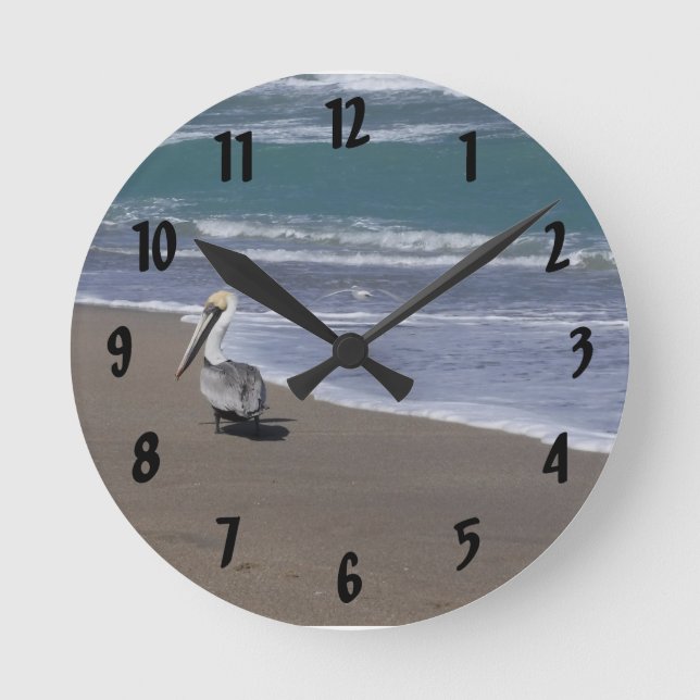 Pelikan-Strand-Freunde Runde Wanduhr (Vorderseite)