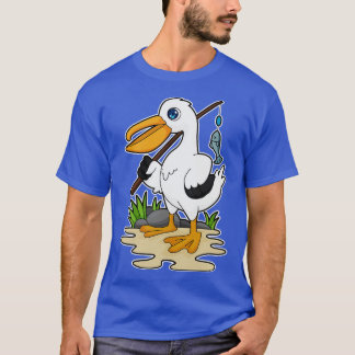 Pelikan wie Fischart mit Angelrute Fisch T-Shirt