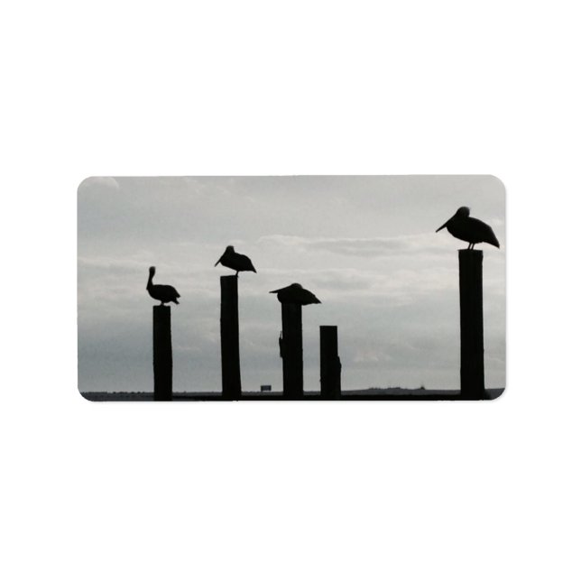 Pelikane am Steg Adressaufkleber (Vorne)