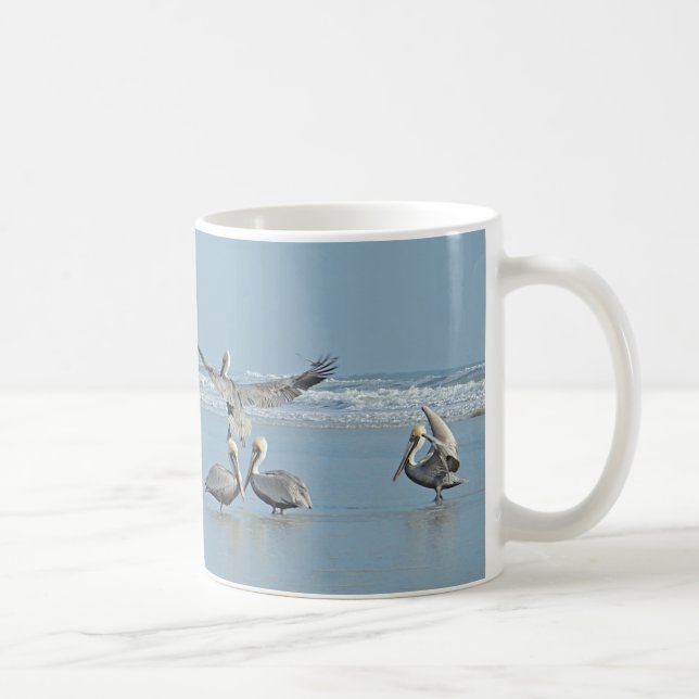 Pelikane am Strand Kaffeetasse (Rechts)