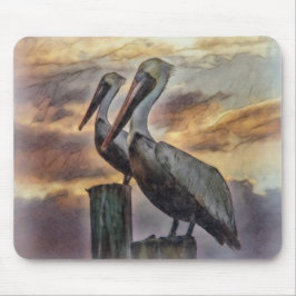 Pelikane bei Sonnenuntergang Mousepad