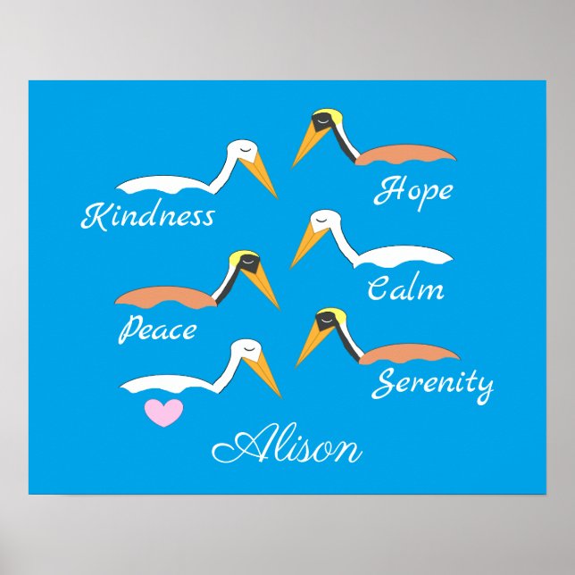 Pelikane in Meditation Poster (Vorne)